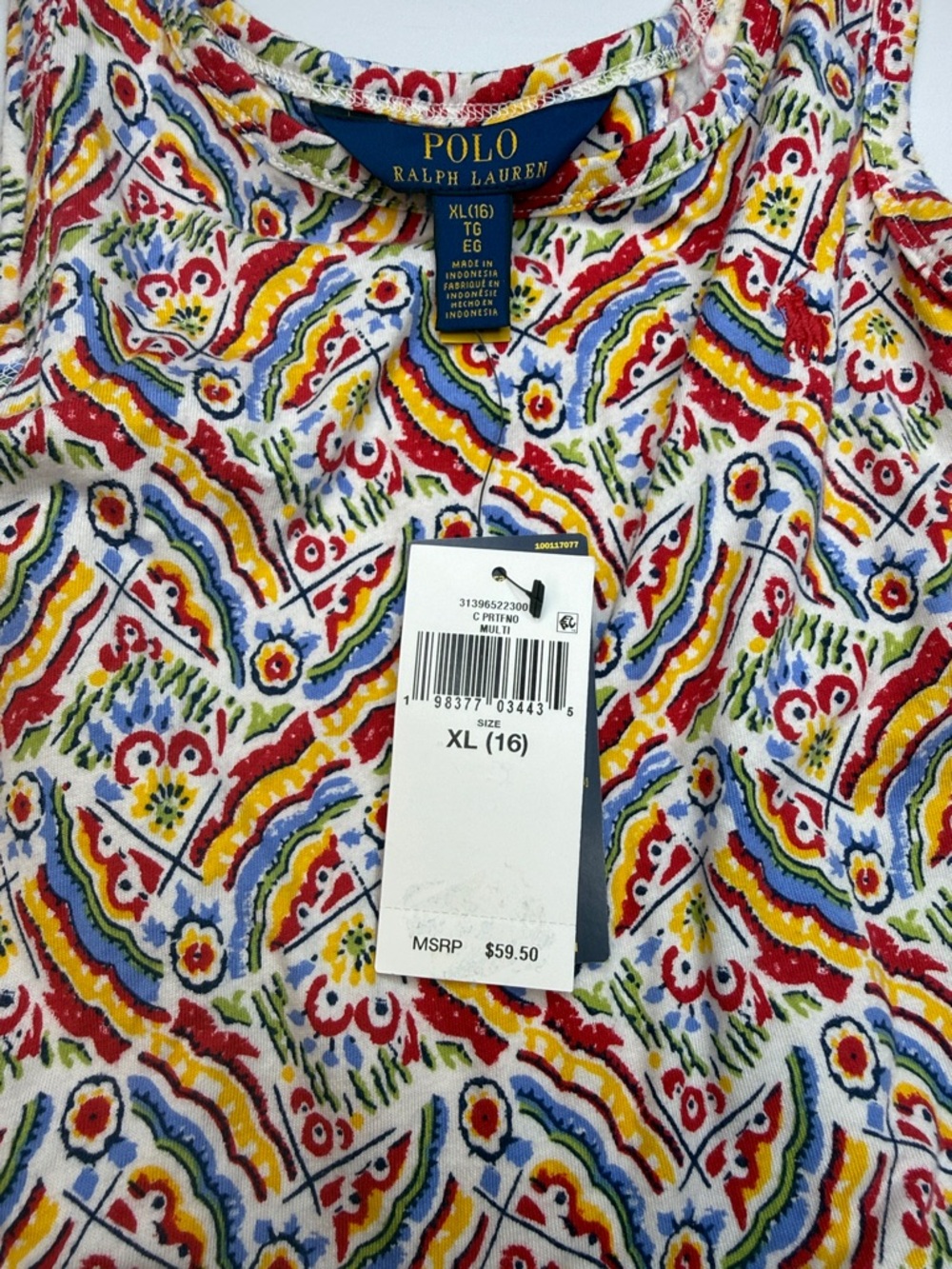 Polo Ralph Lauren Big Girls Riviera-Print Jersey Dress Size XL (16) - Picture 4 of 6